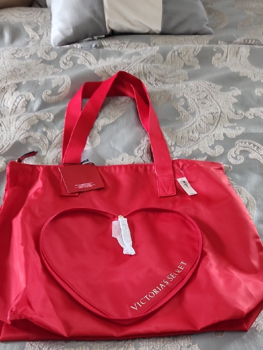 Victoria's Secret Red Heart Zip-Front Tote